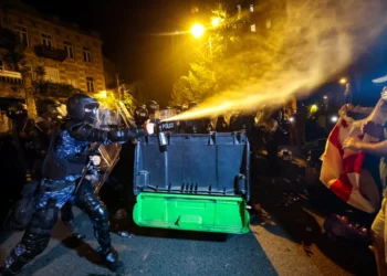 The EU strongly denounces the use of violence and urges for a thorough investigation into the crackdown on pro-western protesters in Georgia.