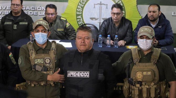 Bolivian authorities detain general implicated in coup plot.
