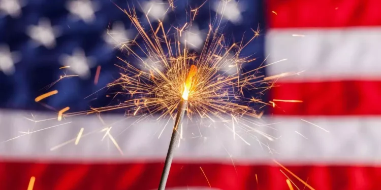 Americans stop to observe Independence Day.