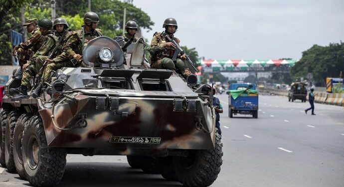 Bangladesh Army detains members of Sheikh Hasina’s party prior to the protest in Dhaka.