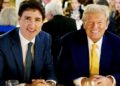 Trudeau shares a cheerful photo with Trump as tariff hike concerns loom after dinner.