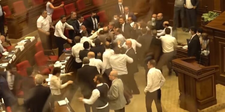 Armenian Parliament’s MCD Moment: Fists Fly As a Brawl Breaks Out During Effort To Remove Opposition MP’s Immunity