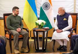 Zelenskyy contacts PM Modi before the meeting with Putin in China; India emphasizes its commitment to a peaceful resolution.