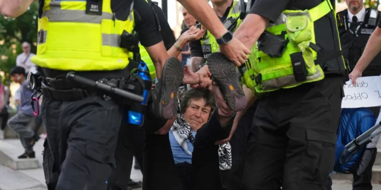 London: Almost 900 people were detained during a protest organized by the banned Palestine Action group.